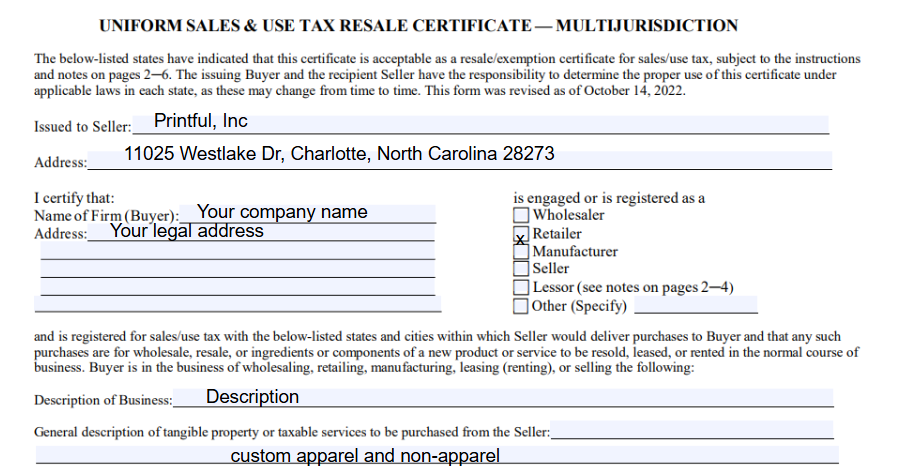 How do I submit a resale certificate or tax exemption certificate 