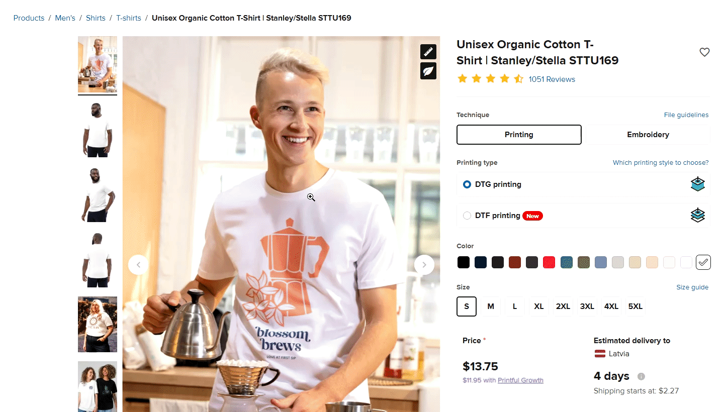 Availability tab on the product page