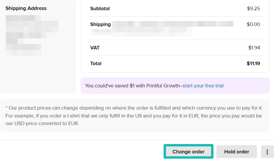 Change order button