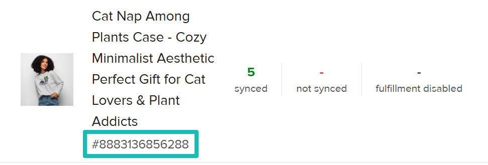 Product ID in the Printful account