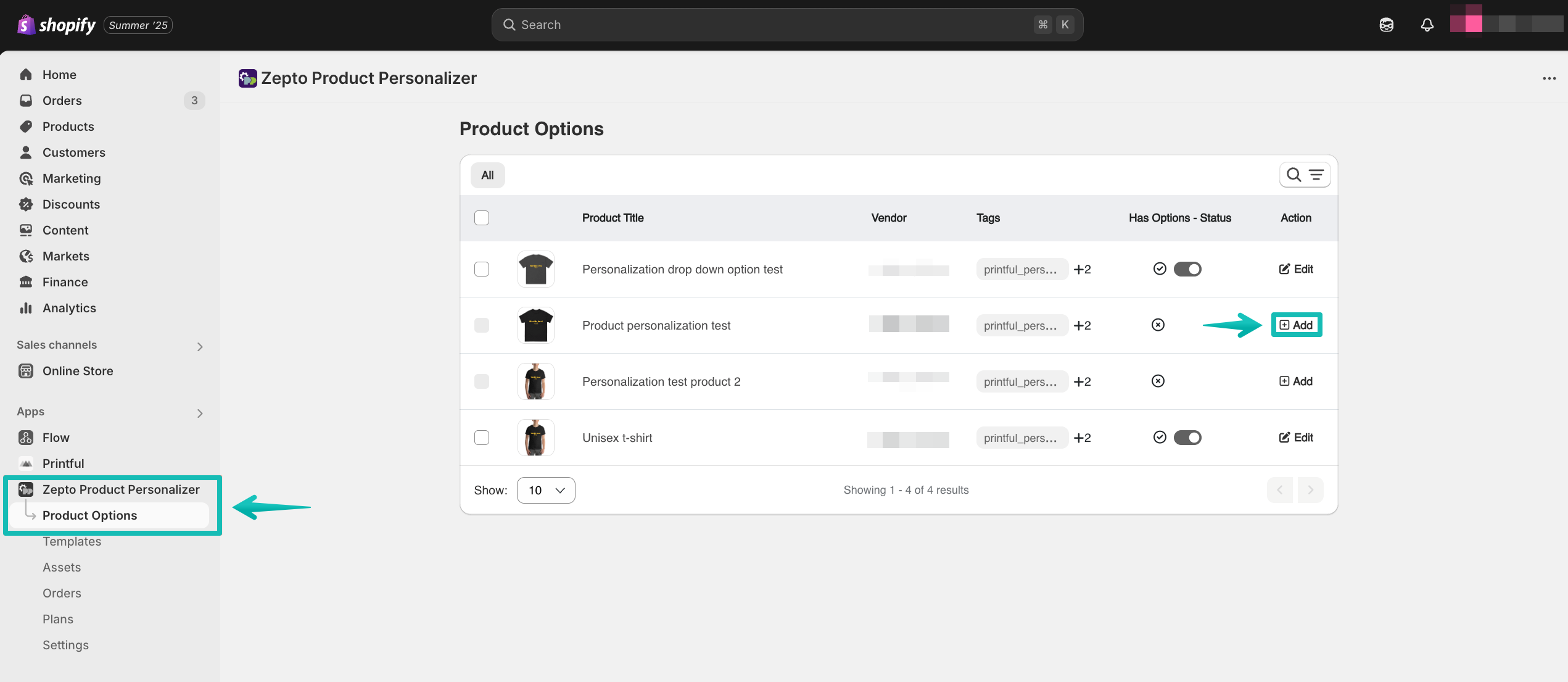 Zepto app homepage with add button next to product