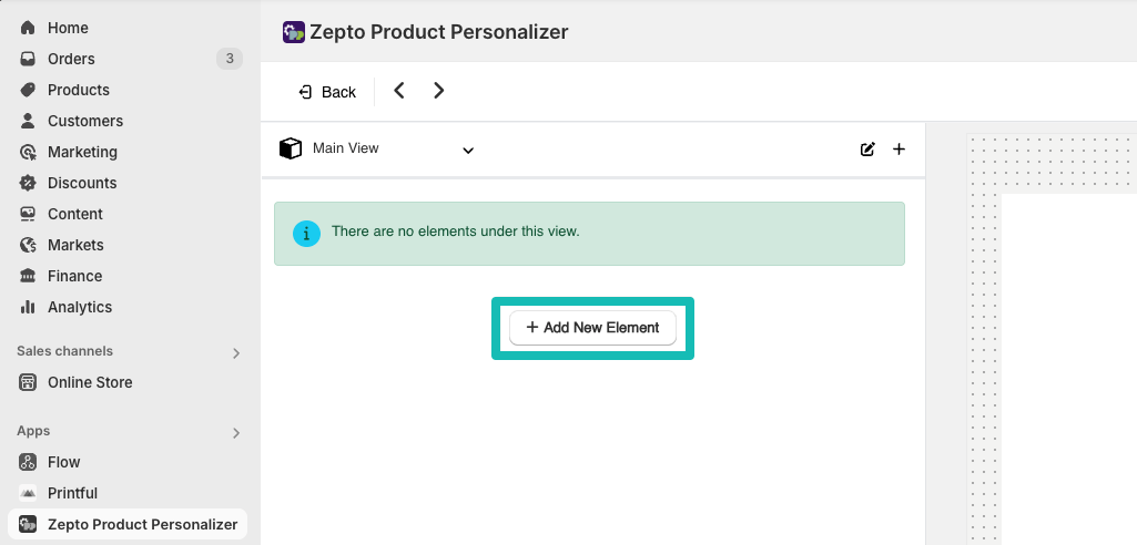 Zepto product editor with Add new element button