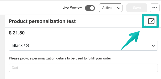 Preview icon in product editor