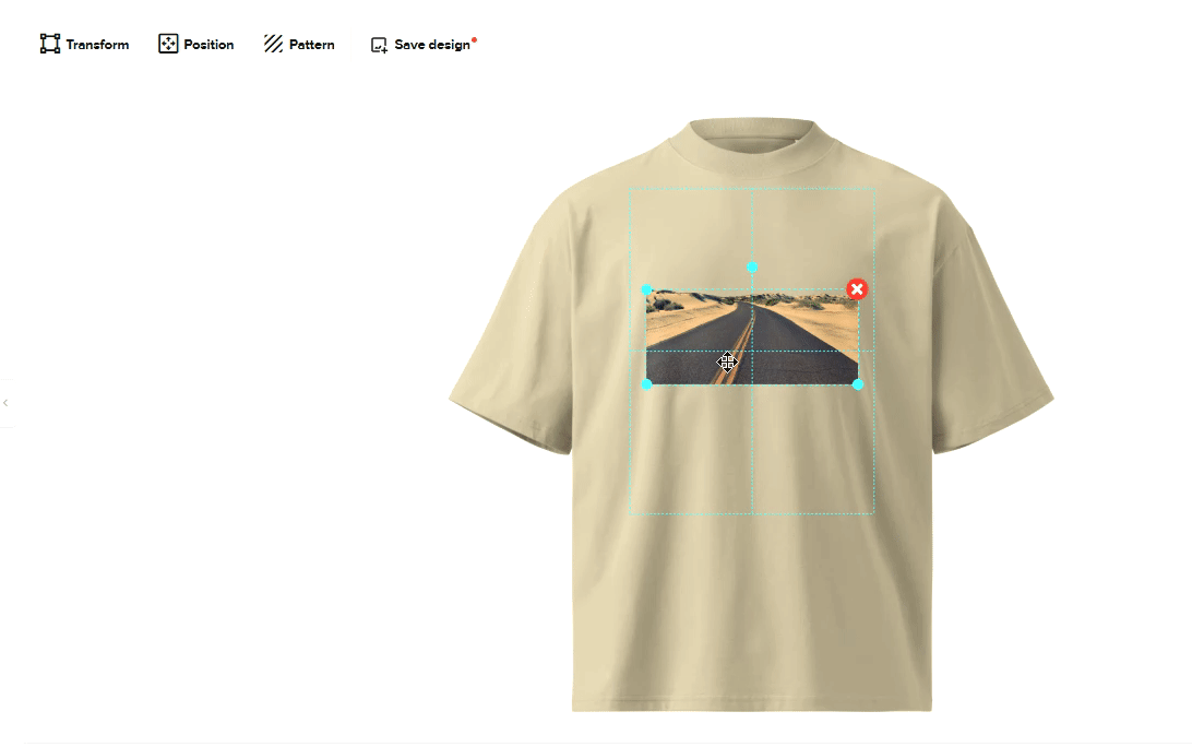 Safe area in the Design Maker (t-shirt)