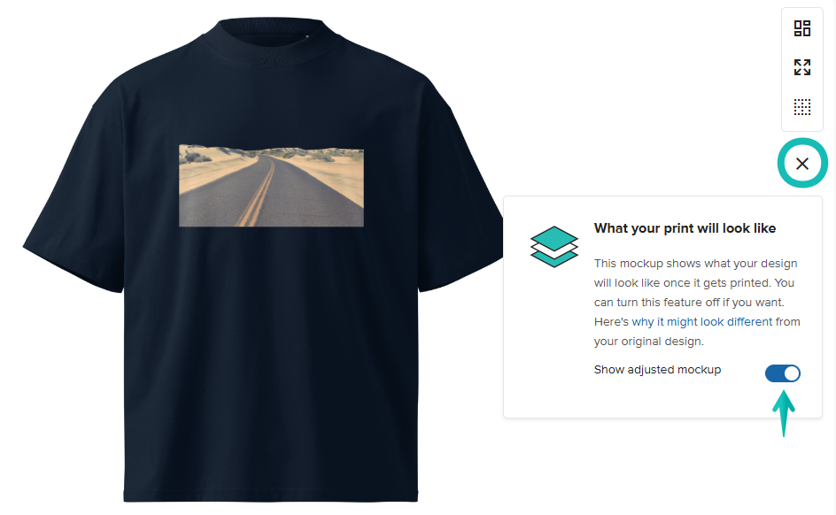 What your print will look like toggle