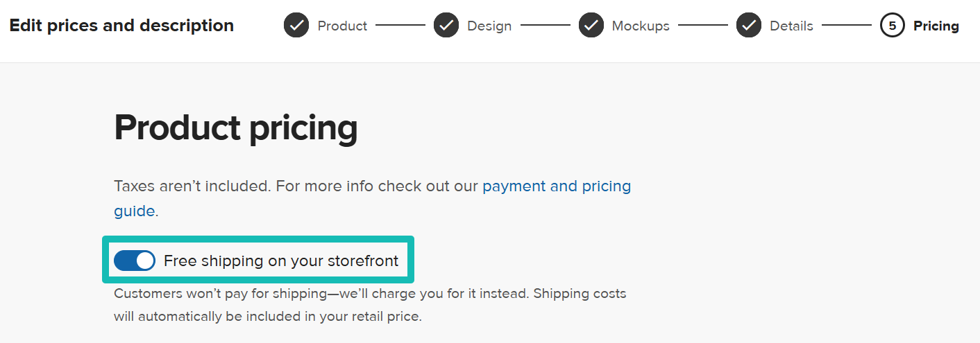 Free shipping toggle product push