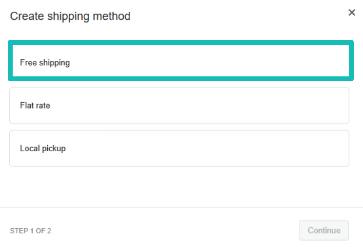 Create shipping method Free shipping
