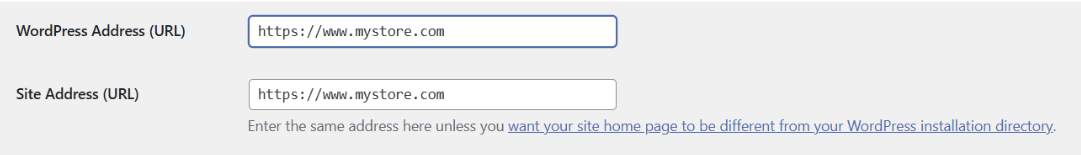 WordPress Address and Site Address