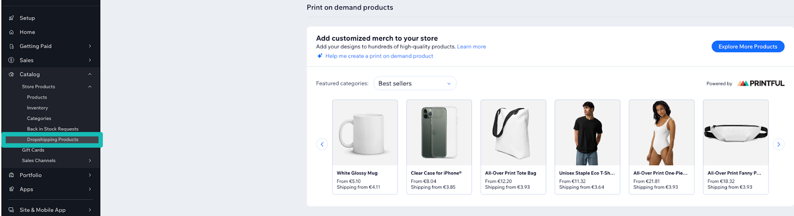Dropshipping Products Wix