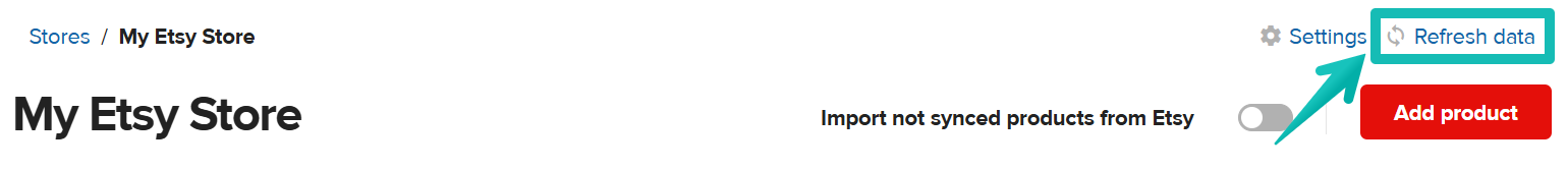 ストア → ストアを表示 を使った手動同期