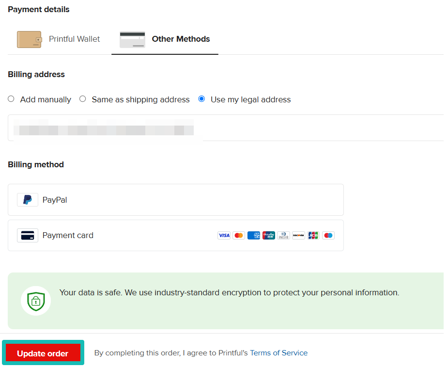 Mettre à jour la commande pour enregistrer les modifications.