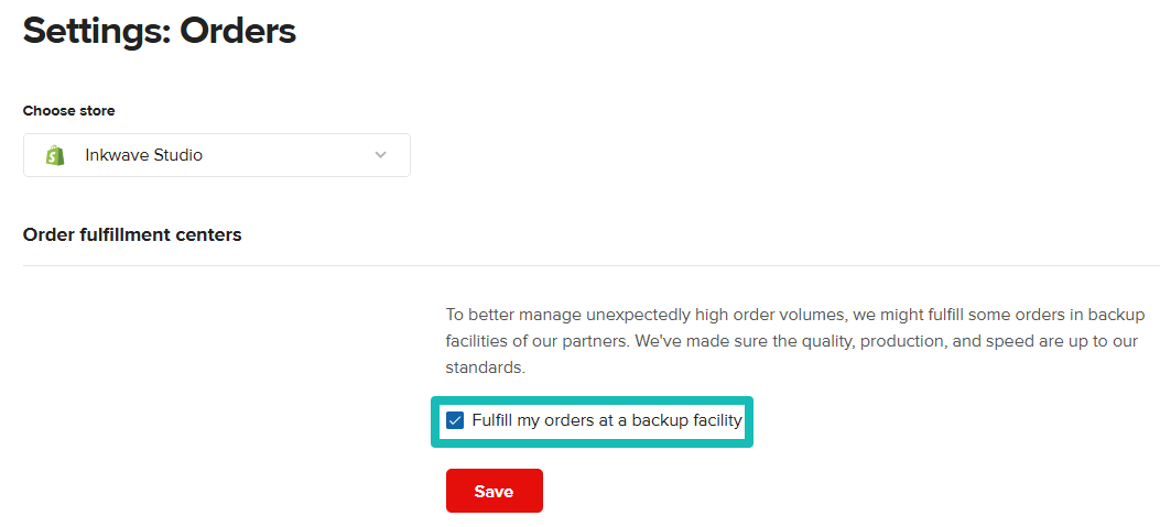 Backup facilities settings