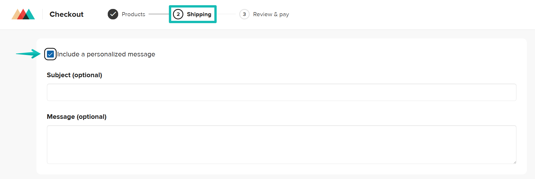 Personalized message field in order checkout