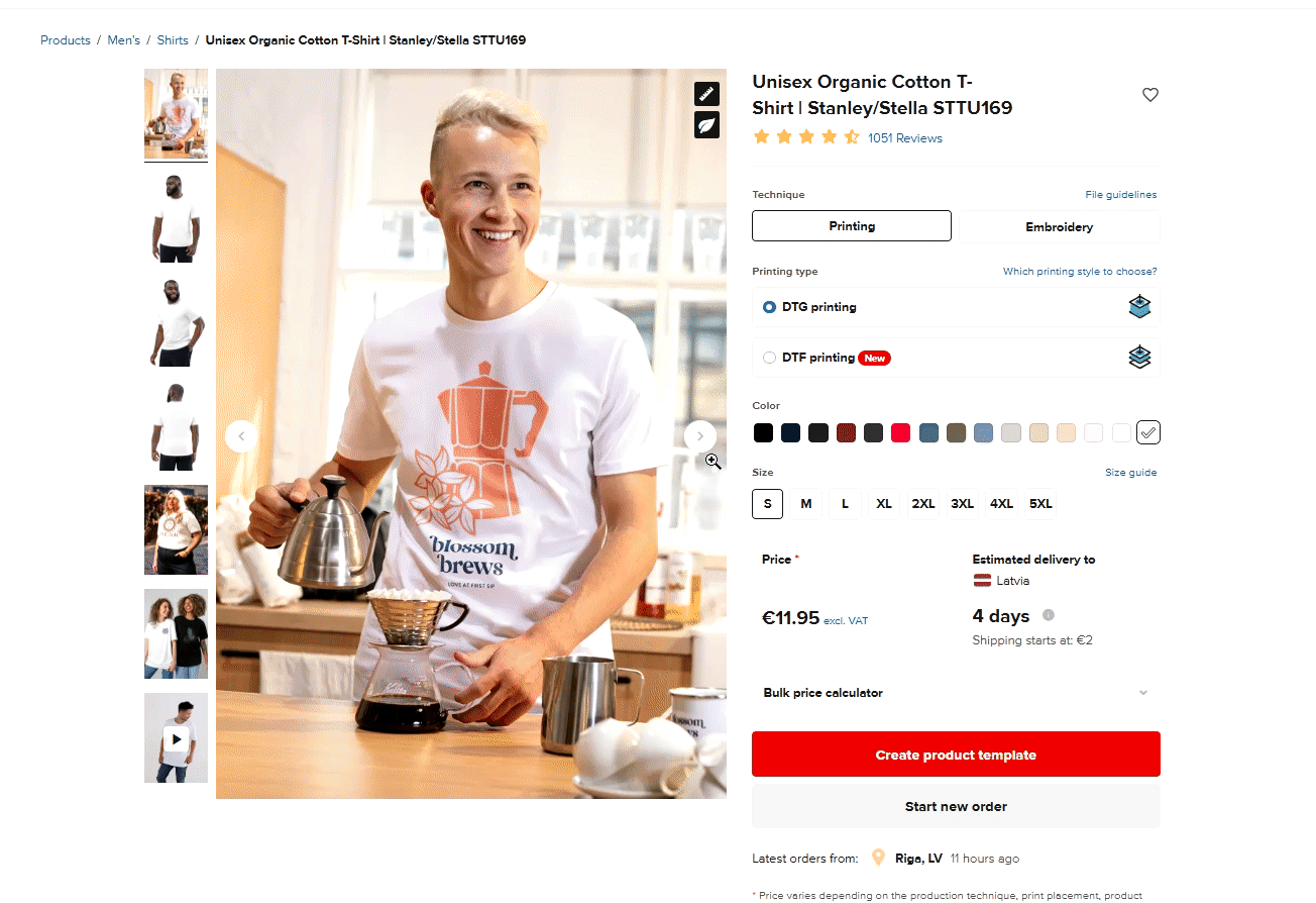 Gif showing the detailed info regarding product extras and costs.