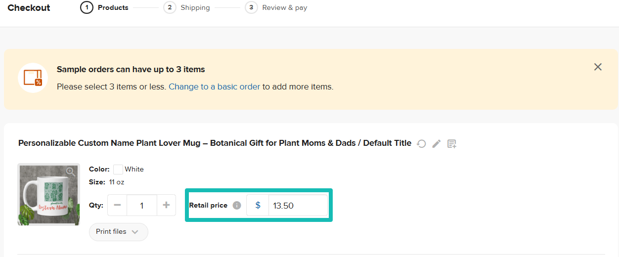 Regolare il prezzo al dettaglio.