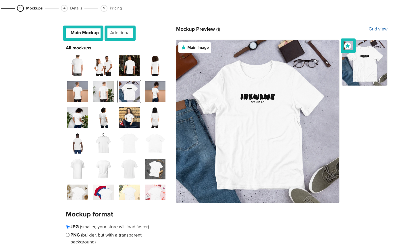 Mockups-Schritt beim Produkt-Push