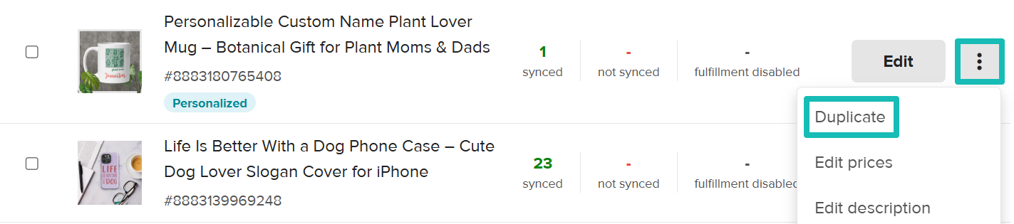 How to duplicate a product