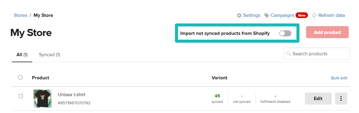 How to import existing store products