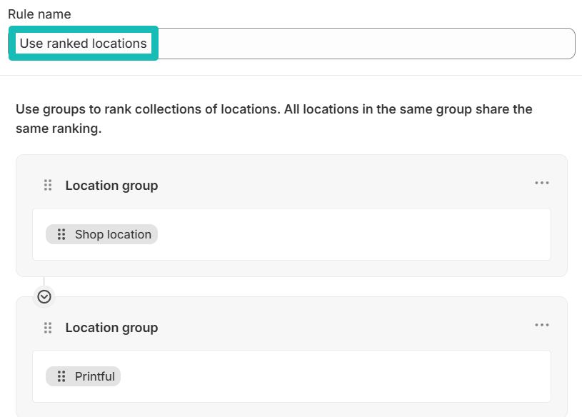 Paramètres de routage des commandes sur Shopify