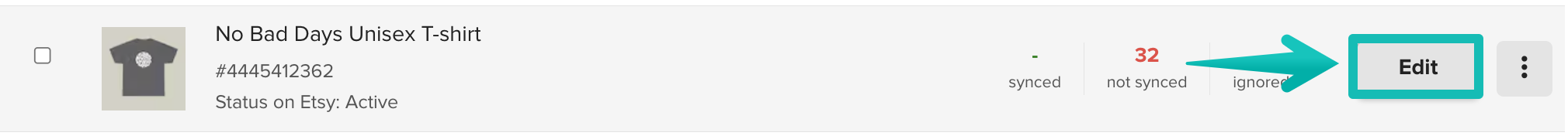 Edit button when viewing products.