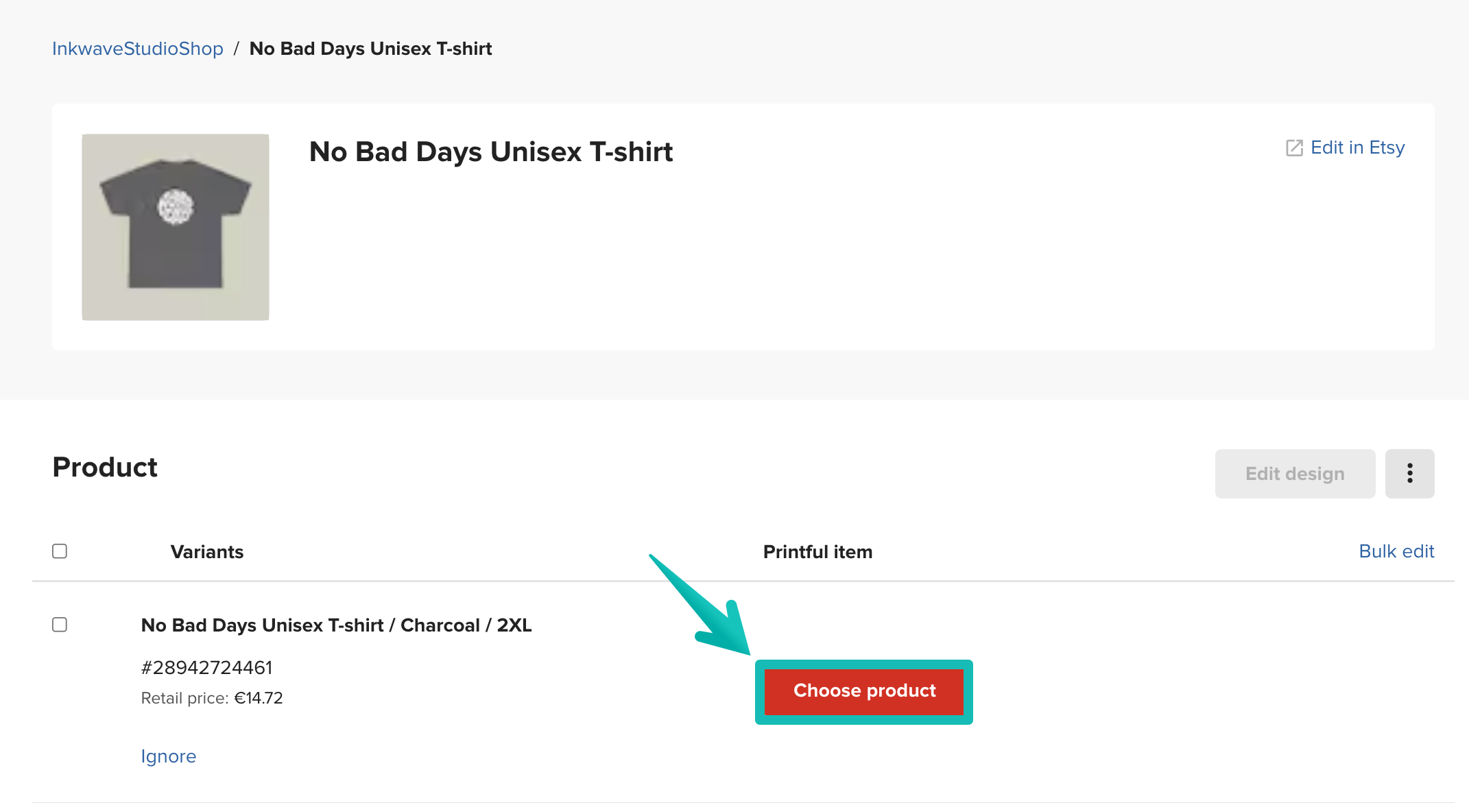 Choose product button next to a product variant.