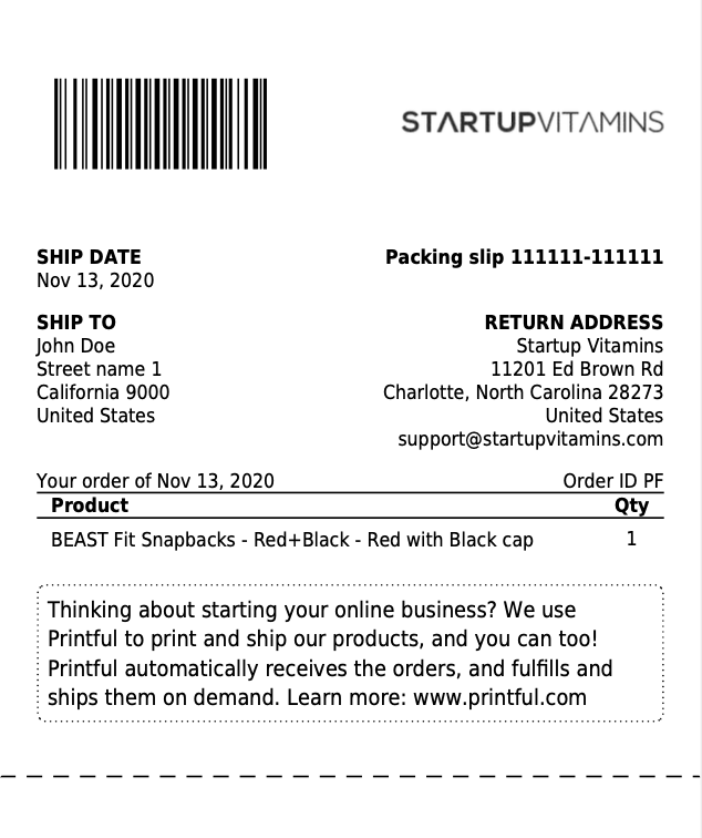 What does the packing slip look like? – Printful Help Center