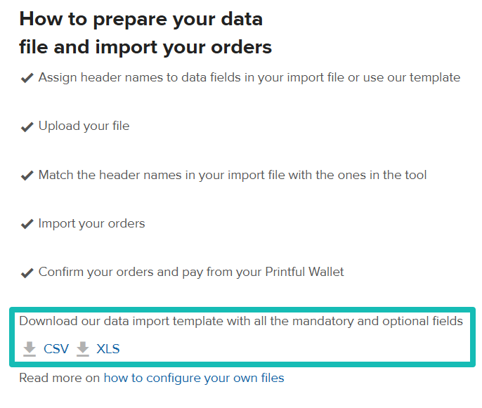 The Download template button appears at the bottom of the Import orders window.