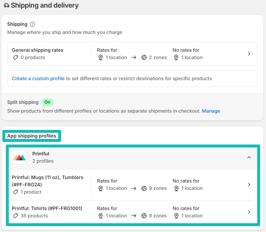 Configuración de envío y entrega en Shopify