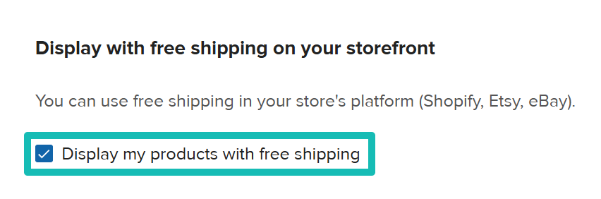 Einstellung für kostenlosen Versand für alle Produkte
