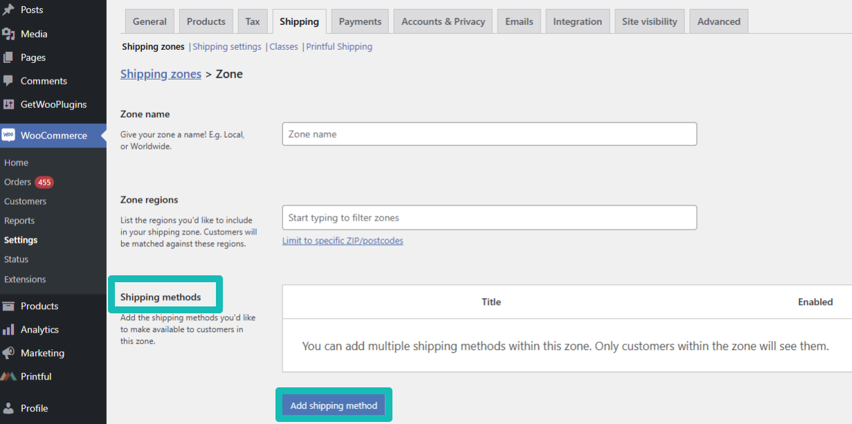 Add shipping method