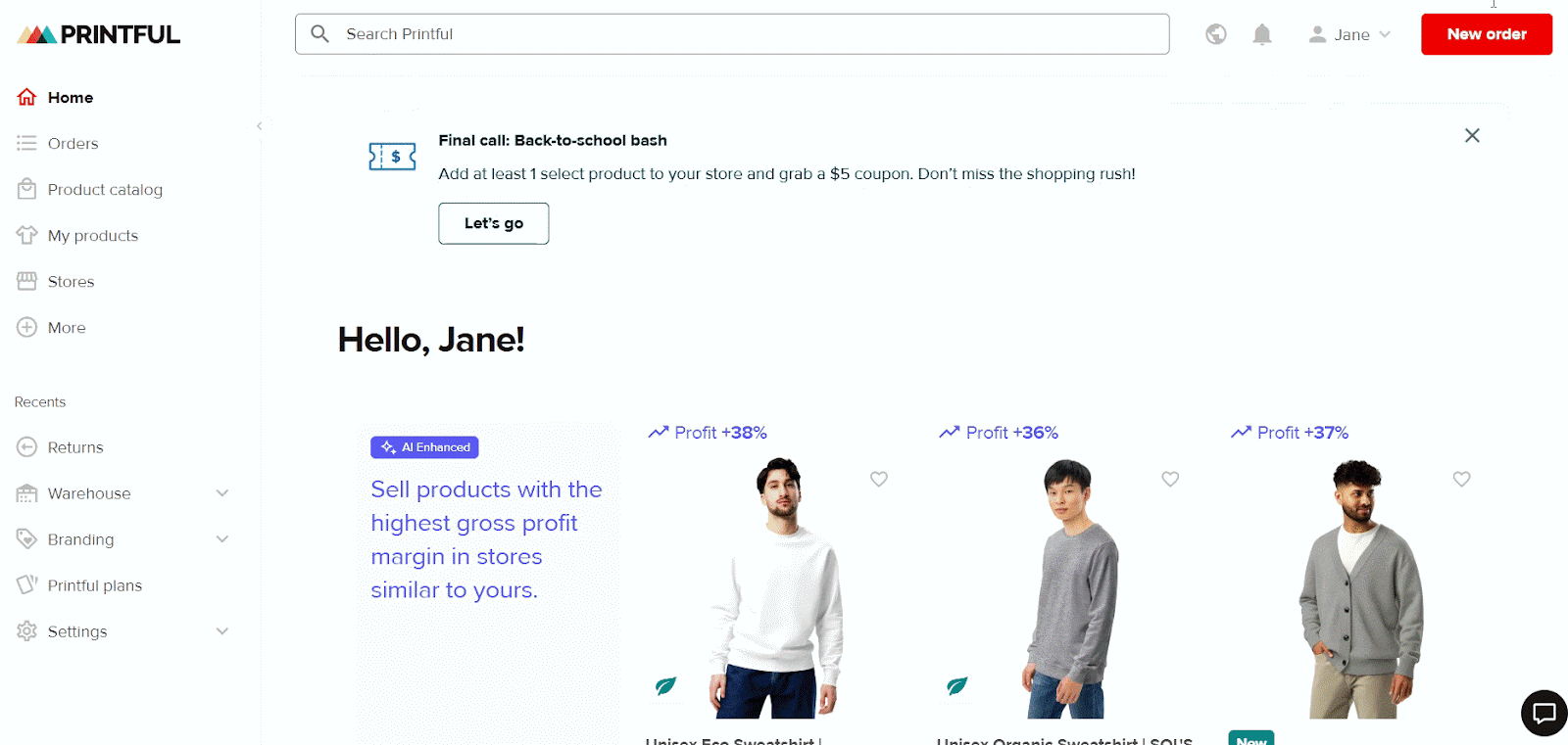 Gif walkthrough of placing an order with a product template. 