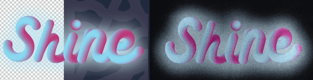 Esempio che mostra come gli effetti luminosi e la trasparenza appaiono quando vengono stampati sul tessuto.