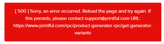 Error 500 message in Design Maker