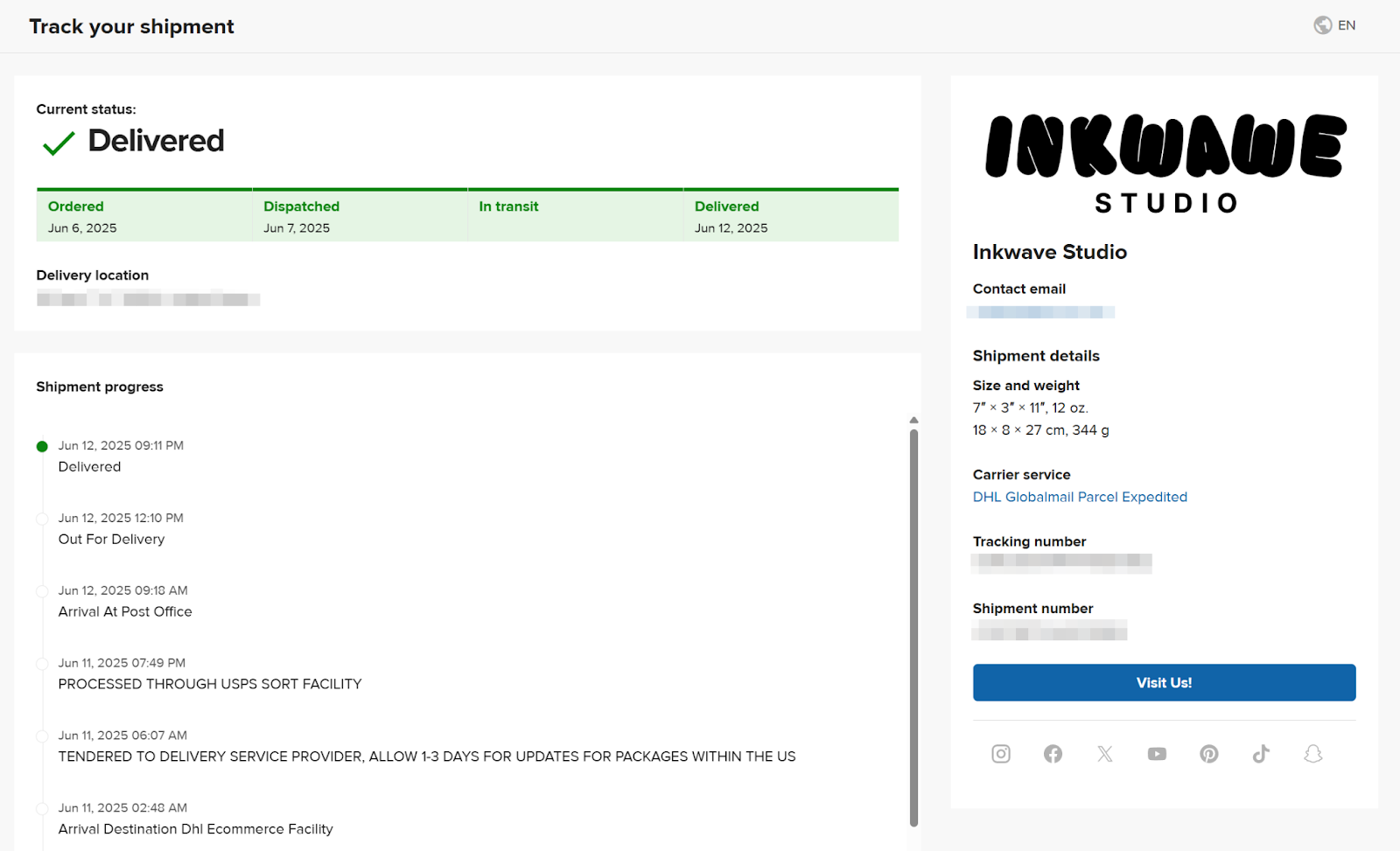 Tracking page