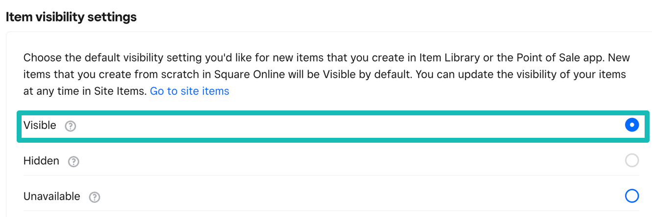 Squareの表示設定